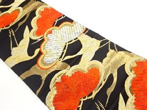 鶴に松模様織出し袋帯